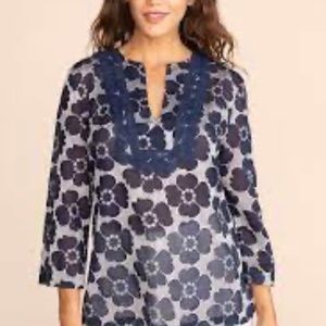 Trina Turk Amaka Sheer Embroidered Tunic